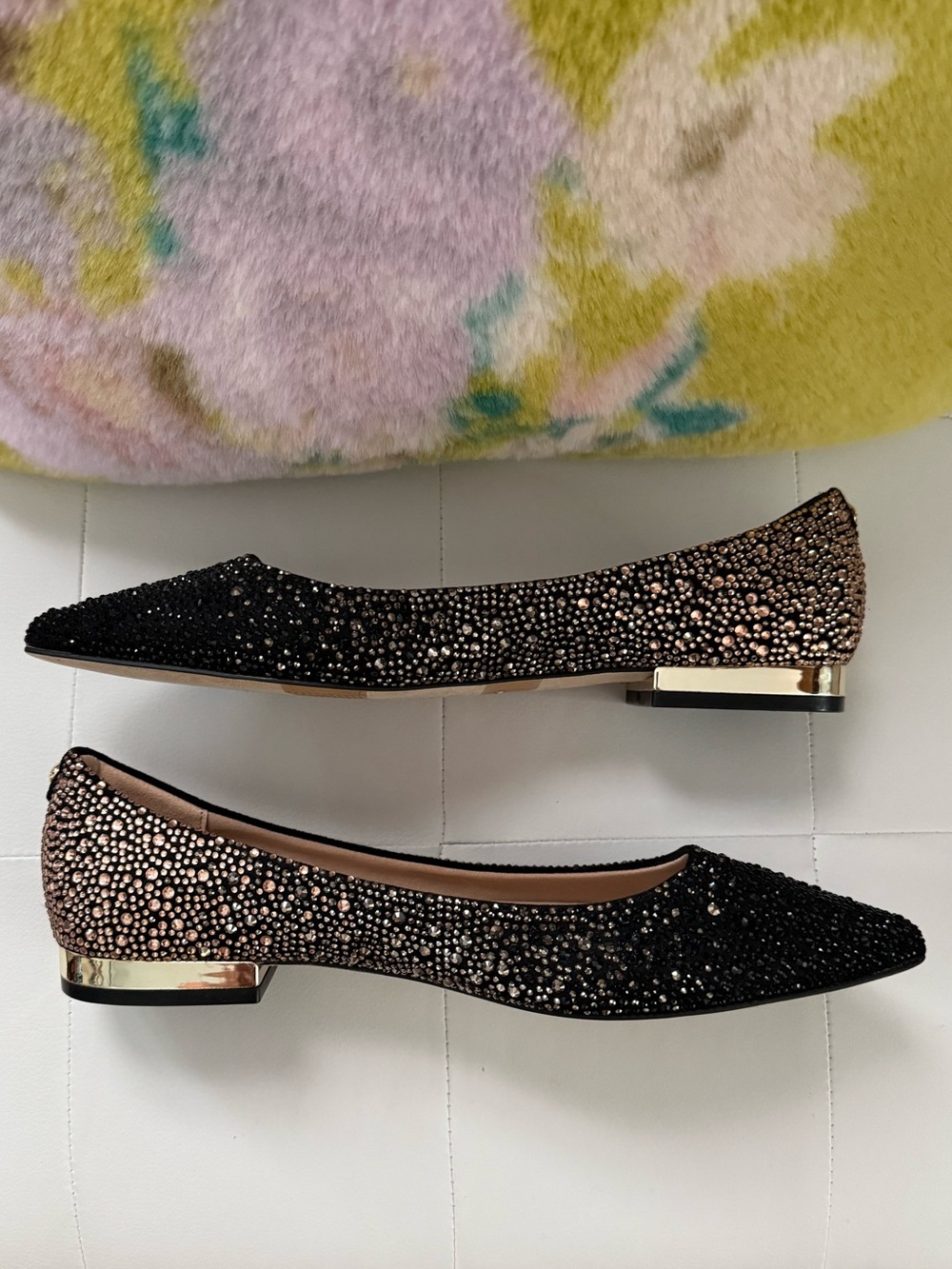 ALDO Black Ombre Rhinestone Pointed Toe Ballet Flats sz: 8 NWOB
